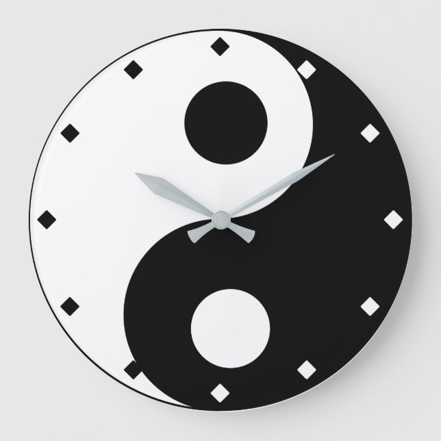 Grande Horloge Ronde Yin et Yang noir et blanc (Recto)