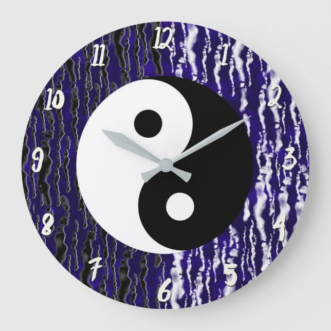 Grande Horloge Ronde Yin Yang Blue Tranquillité Zen Energy (Recto)