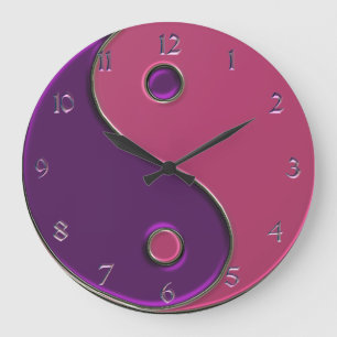 Grande Horloge Ronde Yin Yang Clock in Purple and Pink