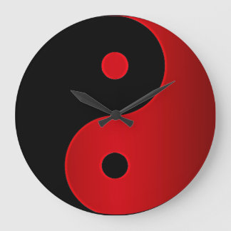 Grande Horloge Ronde Yin Yang Clock in Red and Black