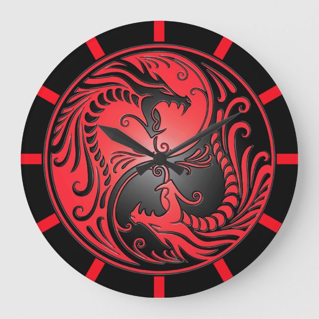 Grande Horloge Ronde Yin Yang Dragons, red and black (Recto)