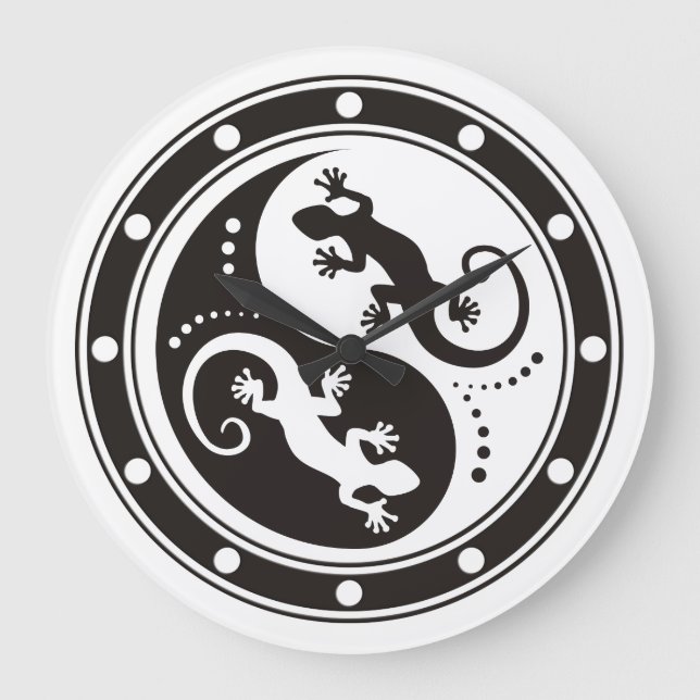 Grande Horloge Ronde YIN & YANG Geckos black + your background & idea (Recto)