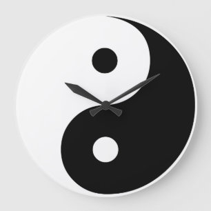 Grande Horloge Ronde Yin Yang Modèle d'illustration noir et blanc