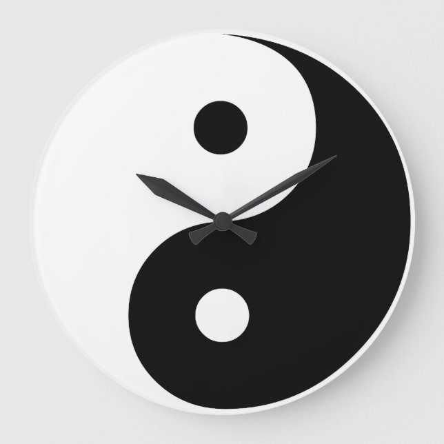 Grande Horloge Ronde Yin Yang Modèle d'illustration noir et blanc (Recto)