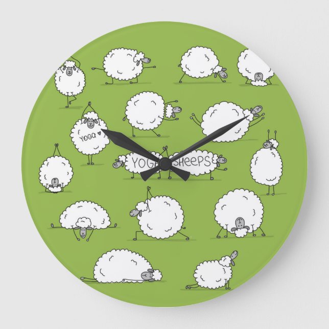 Grande Horloge Ronde Yoga Sheep : Whimsical Sketch Fun. (Recto)