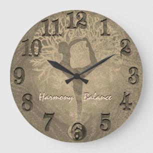 Grande Horloge Ronde Yoga Yin Yang Tree in Tan