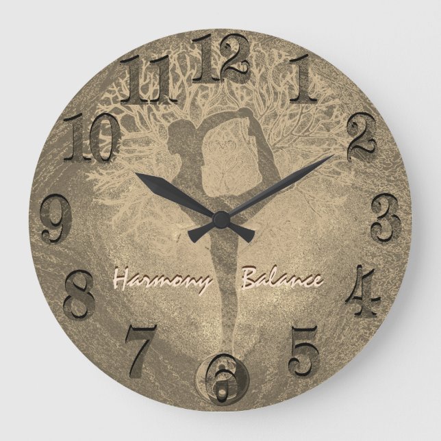 Grande Horloge Ronde Yoga Yin Yang Tree in Tan (Recto)