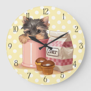 Grande Horloge Ronde Yorkie et petits gâteaux de chocolat