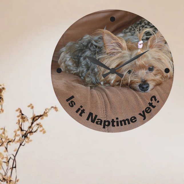 Grande Horloge Ronde Yorkshire Terrier dormant (Créateur téléchargé)