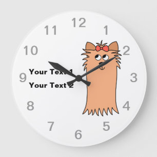 Grande Horloge Ronde Yorkshire Terrier mignon, chien