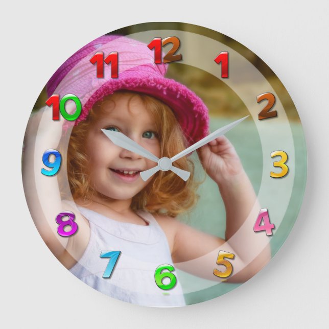 Grande Horloge Ronde Your Custom Photo des enfants Clock (Recto)