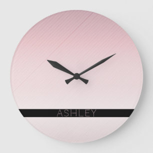 Grande Horloge Ronde Your Name   Thin Rose Ombre & White Stripes