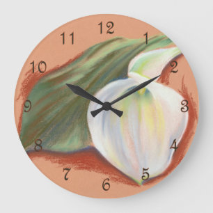 Grande Horloge Ronde Zantedeschia et feuille