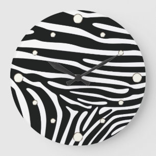 Grande Horloge Ronde Zebra Print Wall Clock