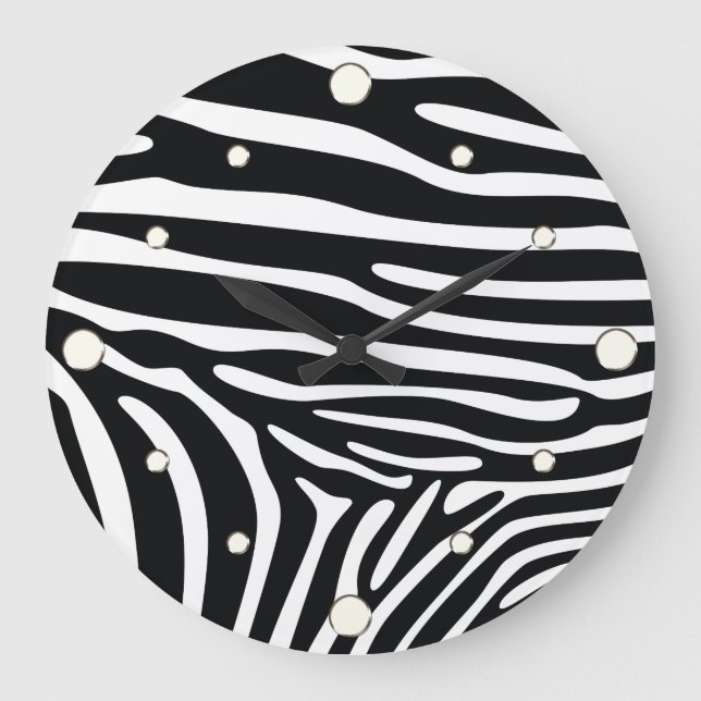 Grande Horloge Ronde Zebra Print Wall Clock (Recto)