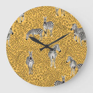 Grande Horloge Ronde Zèbre rayures : arrière - plan sans couture dessin