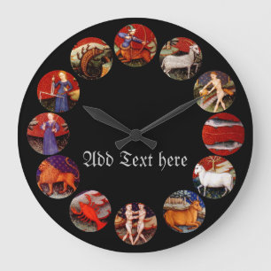 Grande Horloge Ronde Zodiac Astrologie Star Signes Vintage Personnalisé