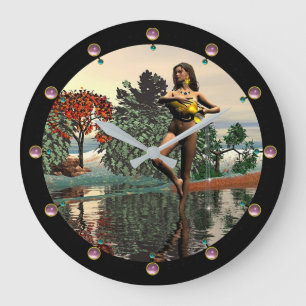 Grande Horloge Ronde ZODIAC BIRTHDAY SIGNS /AQUARIUS Pink Gems