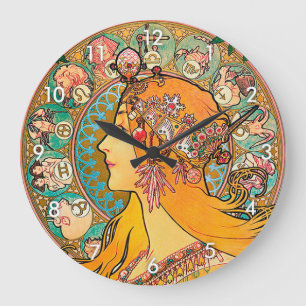 Grande Horloge Ronde Zodiac, Mucha