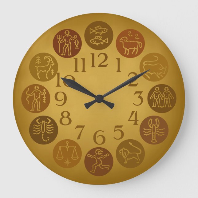 Grande Horloge Ronde Zodiac Wheel Horoscope Signs Warm Gold (Recto)