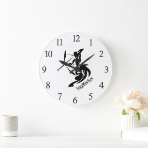 Grande Horloge Ronde Zodiaque Sagittaire Nombres Noirs