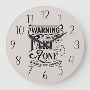 Grande Horloge Ronde zone de pet de salle de bain drôle en art de mot