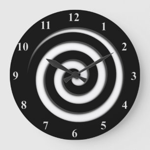 Grande Horloge Ronde Zone Out Black Spiral Hypno Wall Clock