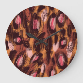 Grande Horloge Ronde Zones léopard Motif animal africain
