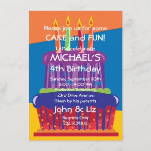 Grande invitation de gâteau d'anniversaire de