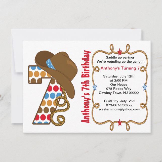 Grande invitation occidentale d'anniversaire de (Devant)