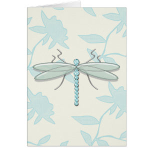 Grande libellule sur Arrière - plan floral embouti