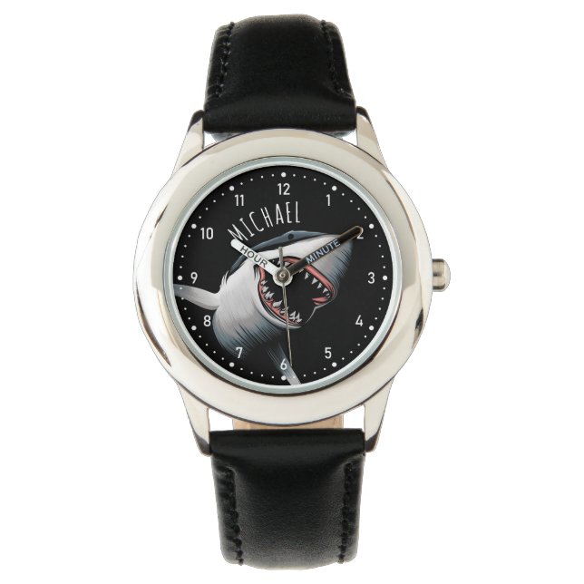 Grande montre personnalisée pour enfants de requin (devant)