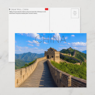 Grande Muraille de Chine, carte postale de voyage