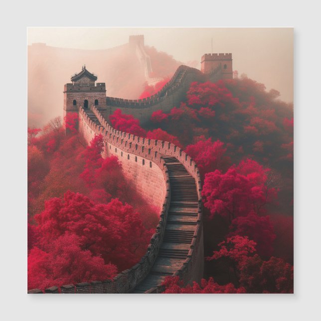 Grande Muraille de Chine en automne - Carte magnét (Devant)