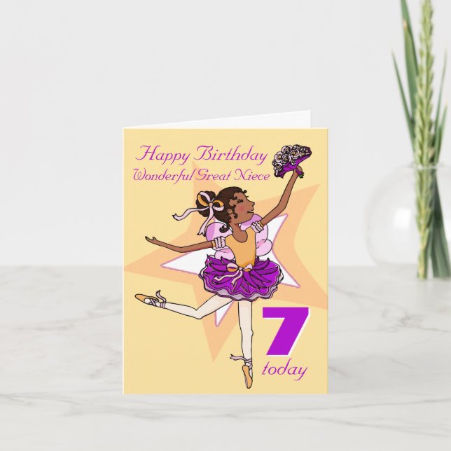 Grande Nièce ballerine d'anniversaire pêche carte (Devant)