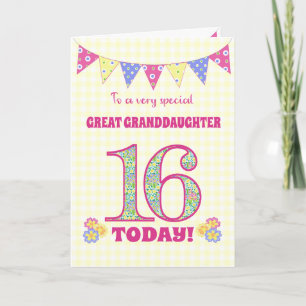 Grande Petite-fille 16e Carte Primroses Anniversai