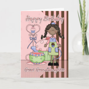 Grande Petite-fille mignonne carte d'anniversaire