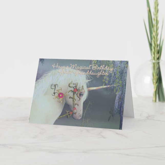 Grande Petite-fille Unicorn carte d'anniversaire M (Devant)