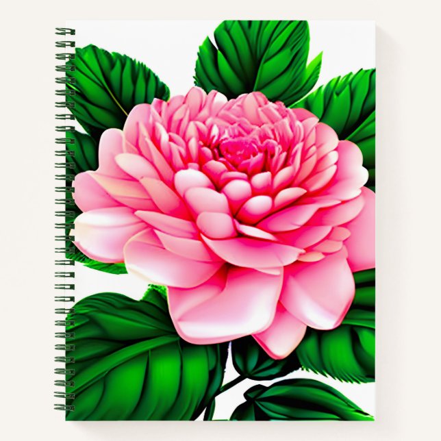 Grande pivoine rose avec Emerald Green Journal Feu (Devant)