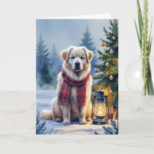 Grande Pyrénées Chien Carte de voeux de Noël (Devant)