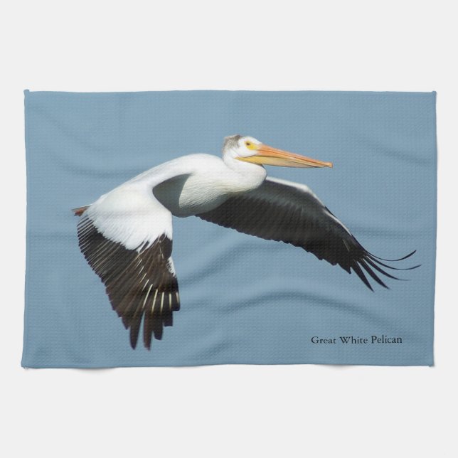 Grande serviette de cuisine Pelican blanc (Horizontal)