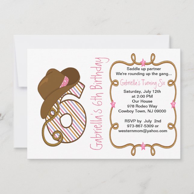 Grande six invitations occidentale d'anniversaire (Devant)