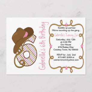 Grande six invitations occidentale d'anniversaire