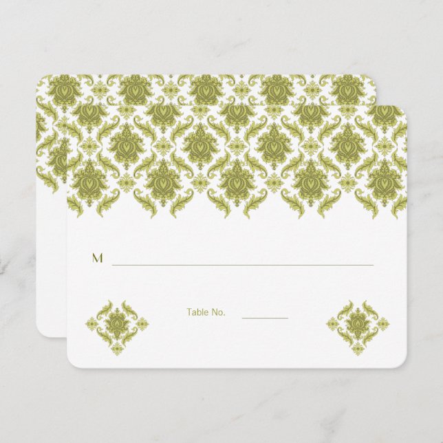 Grande Taille Mariage damassé Table Place Cartes (Devant / Derrière)