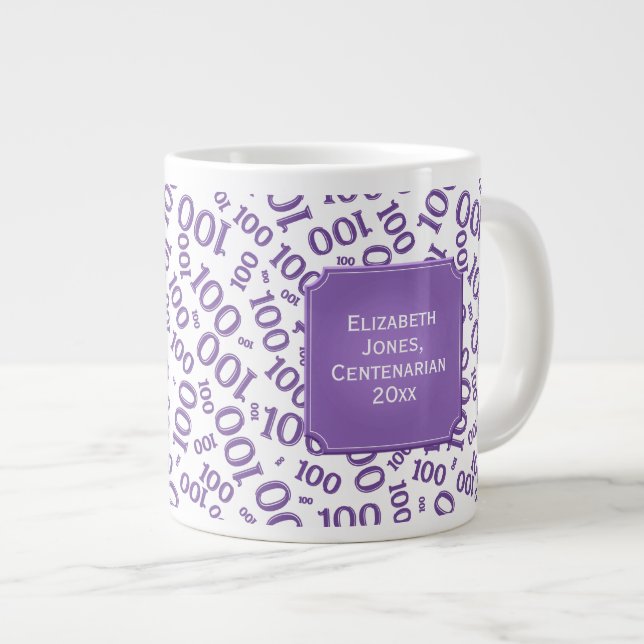 Grande Tasse 100e anniversaire Purple Numéro Motif Centenarian (Devant droit)