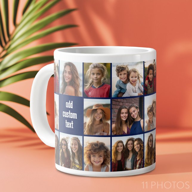 Grande Tasse 11 Photo Collage Marine Bleu - répétition des deux (Custom Photo Collage Mug)