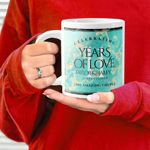 Grande Tasse 11ème anniversaire de Mariage turquoise