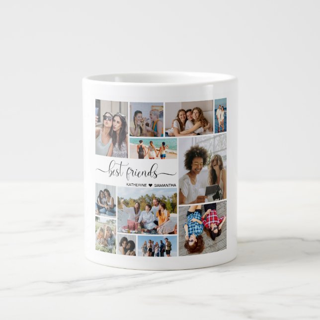 Grande Tasse 12 Photo Collage Best Friends Ajouter Vos Noms (Devant)