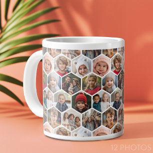 Grande Tasse 12 Photo Collage - motif hexagone funky