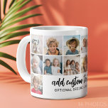 Grande Tasse 14 Grille de collage photo - 2 Zones de texte - no<br><div class="desc">Utilisez 14 photos de CARRÉ pour créer une tasse de collage photo personnelle. Cette disposition moderne et propre comprend 2 blocs de texte - 1 dans un script tendance et 1 dans une police san serif pour ajouter un nom de famille ou un nom. La couleur et les polices arrière...</div>